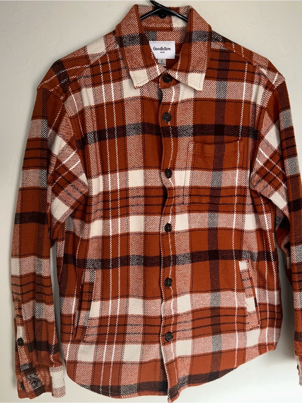 Goodfellow & Co Rust and Cream Plaid Utility Shacket